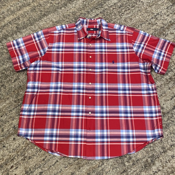 Polo by Ralph Lauren Red and Blue Casual Button Down short sleeve Shirt sz 2XB - Picture 8 of 8